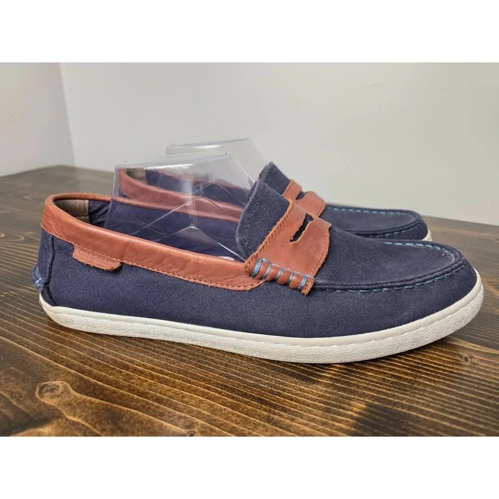 Cole Haan Nantucket‎ 2.0 Men's Shoes Size 10 M Navy Brown Canvas Slip On Loafers